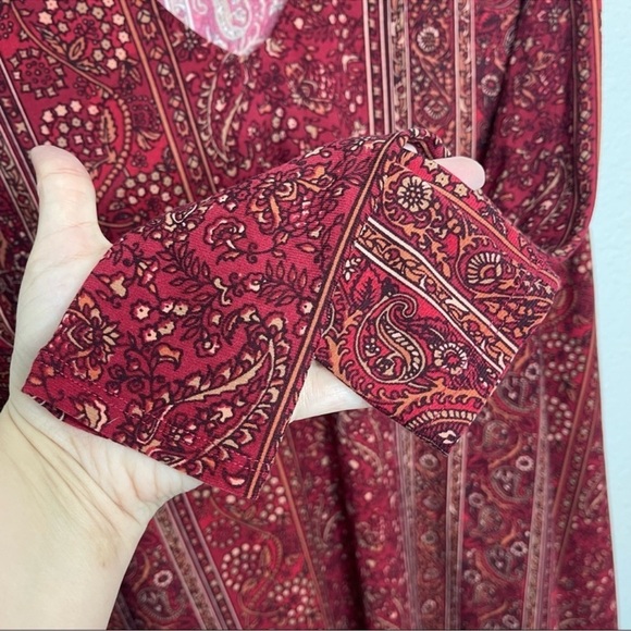 Show Me your Mumu Bryce Hutton Stripe Maroon Paisley Short Dress Womans Large - Picture 10 of 10